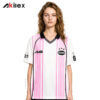 Custom Sublimated Polo Shirt - Pink Striped Streetwear