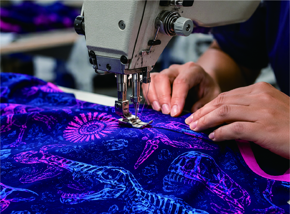 Quality-control sewing inspection on a sublimated jersey