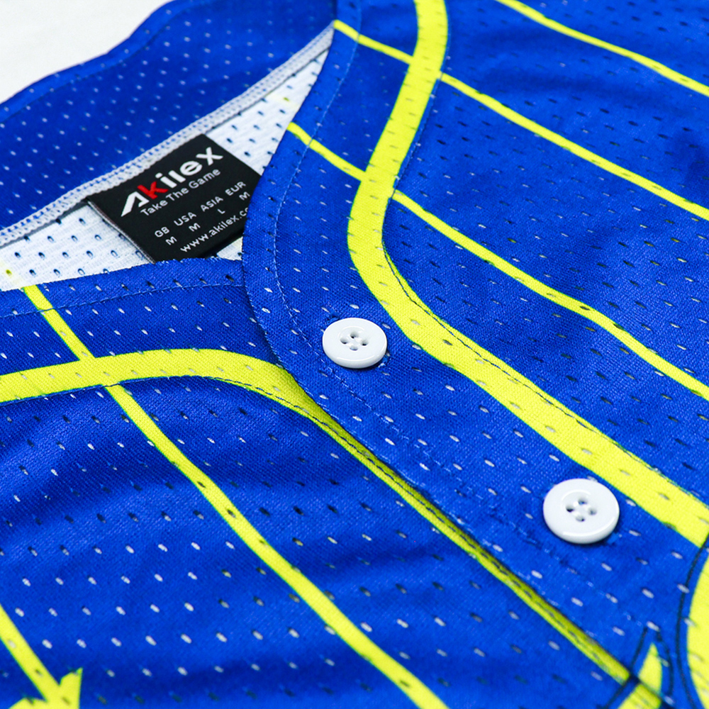 Custom Sublimated Baseball Uniform Blue & Yellow Jersey product detail view 13