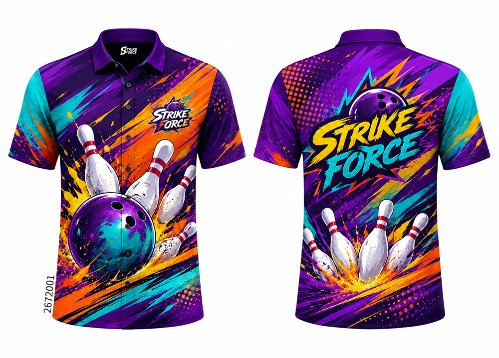 Dye Sublimation Bowling Jersey - Custom Blue & Pink Shirt - product photo 5