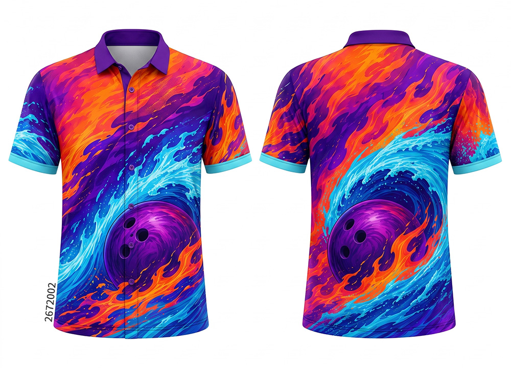 Dye Sublimation Bowling Jersey - Custom Blue & Pink Shirt - product photo 4