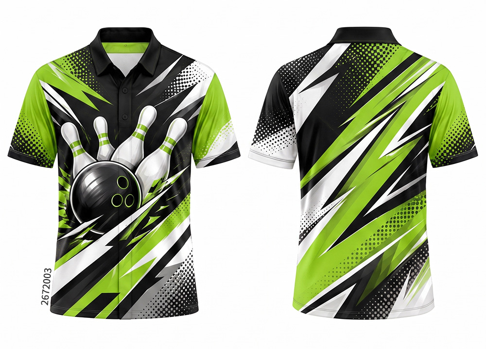 Dye Sublimation Bowling Jersey - Custom Blue & Pink Shirt - product photo 3