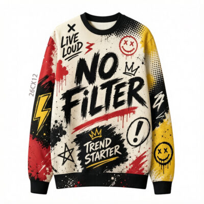 Graffiti Crew Neck Sweatshirt - Wholesale Splatter Print