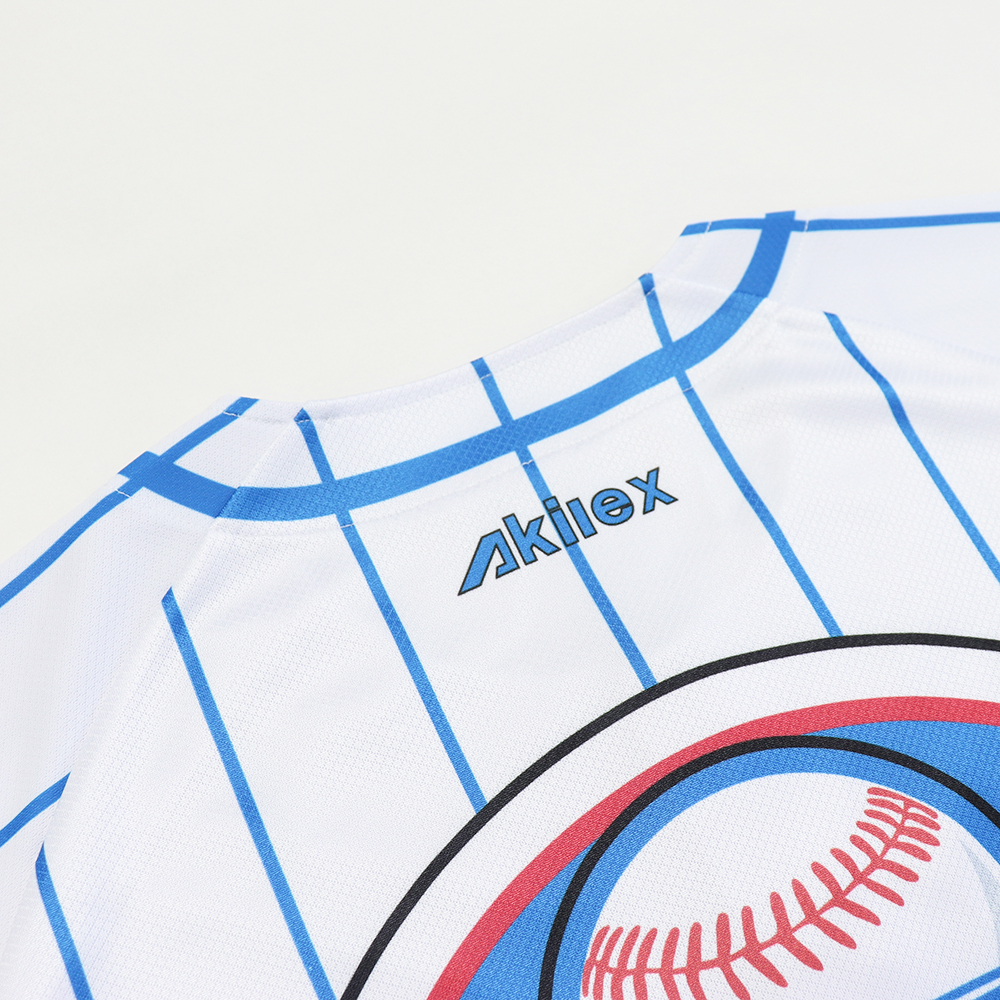 Custom Sublimated Baseball Uniform Blue Pinstripe Jersey product detail view 15