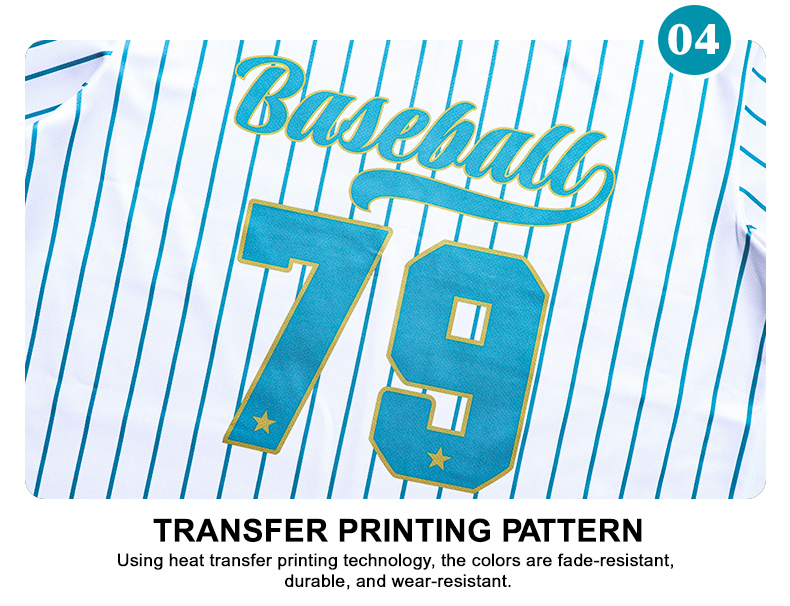 Custom Sublimated Retro Baseball Jersey - Teal Striped Shirt - product photo 3