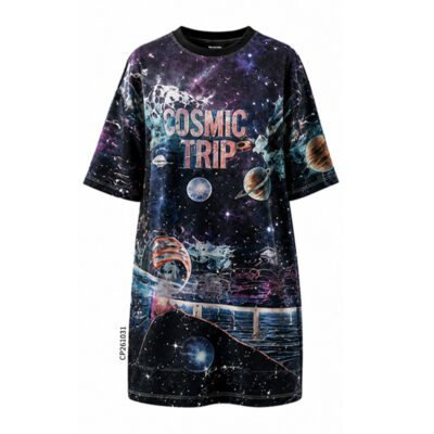 CP261031 Customized T-Shirt Dress - Space Nebula Print