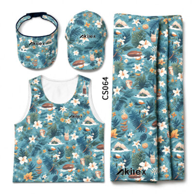 CS064-1 Premium Beachwear Set - Tropical Island Print