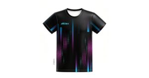 Akilex black custom esports jersey with neon purple and cyan gradient sublimation print